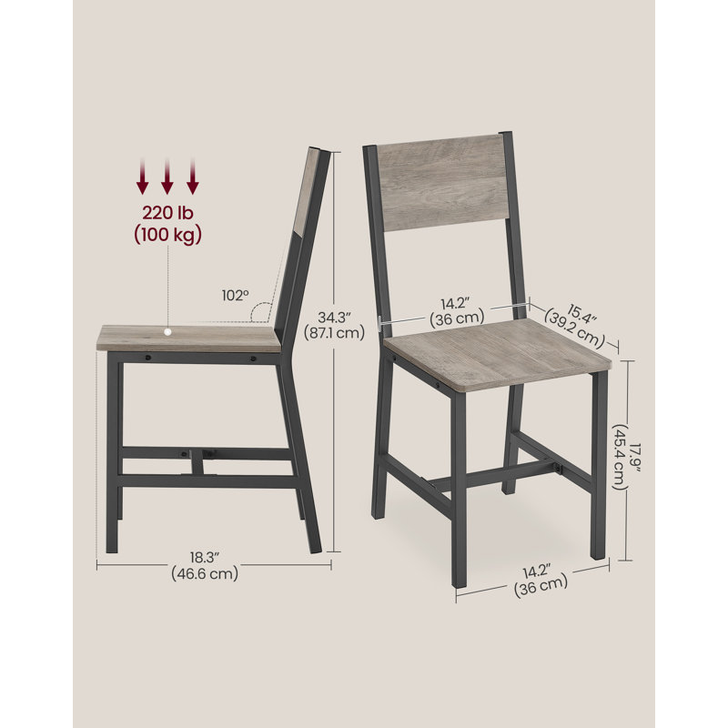 Ajayceon Upholstered Slat Back Parsons Chair, Grey, Matte Black