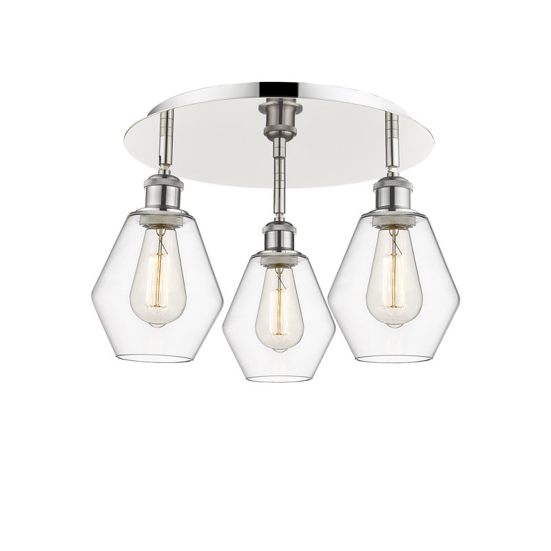 Amylea Glass Flush Mount, Clear, Polished Nickel