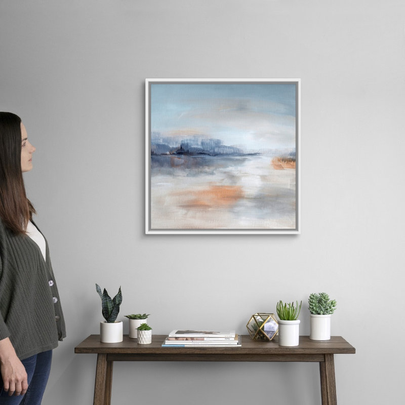 Aqua Terra - reproduction d'art sur toile, Cadre flottant blanc, H 25,7 po x l 25,7 po x P 1,75 po