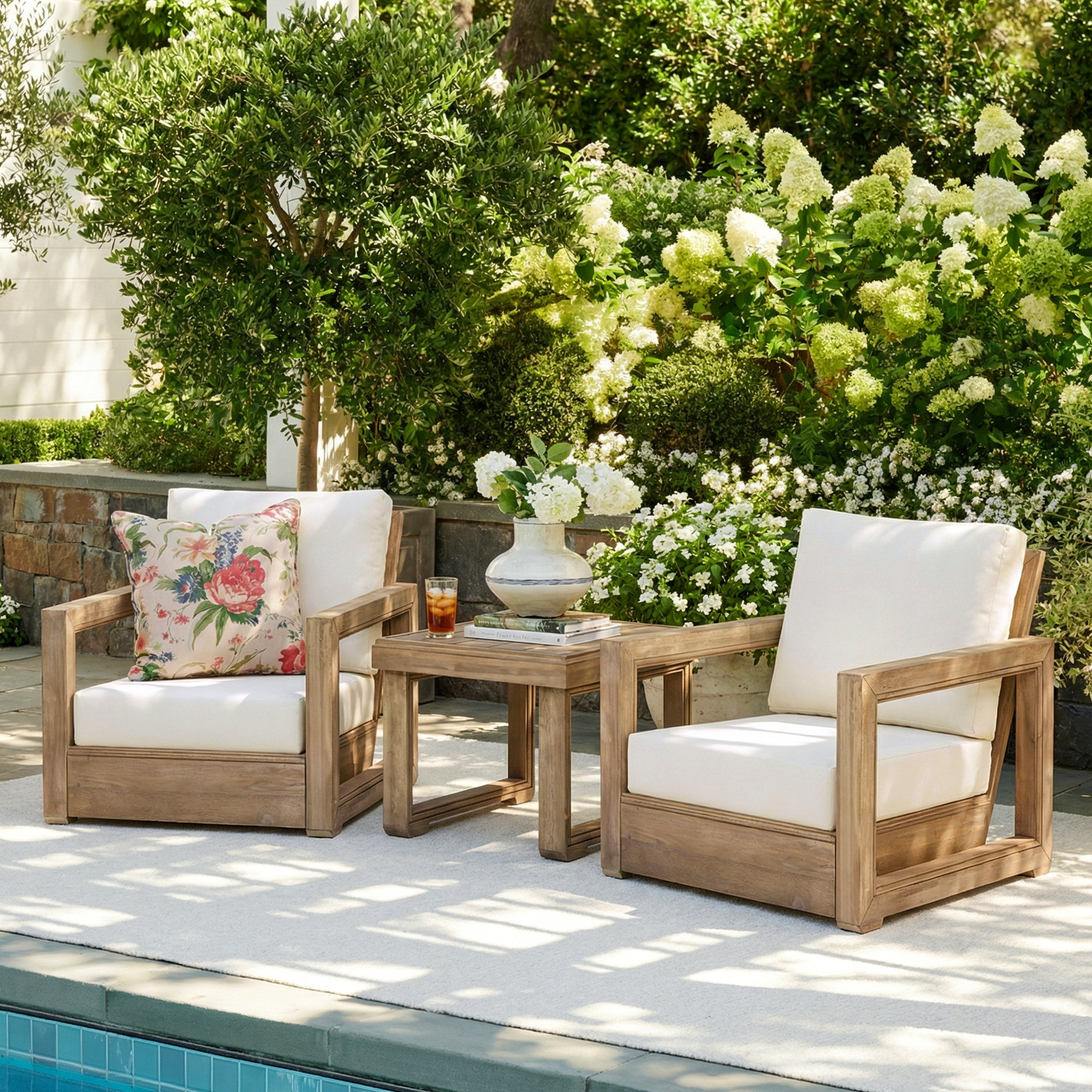 Donnie 3 Piece Outdoor Seating Group with Cushions, Brown