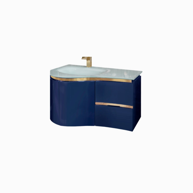 Cartago 36 " W Free Standing Wall Mounted 1 Single Vanity Bathroom Vanity With Glass Top