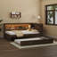 Lit de jour en bois avec tablettes de rangement, USB, DEL et lit gigogne