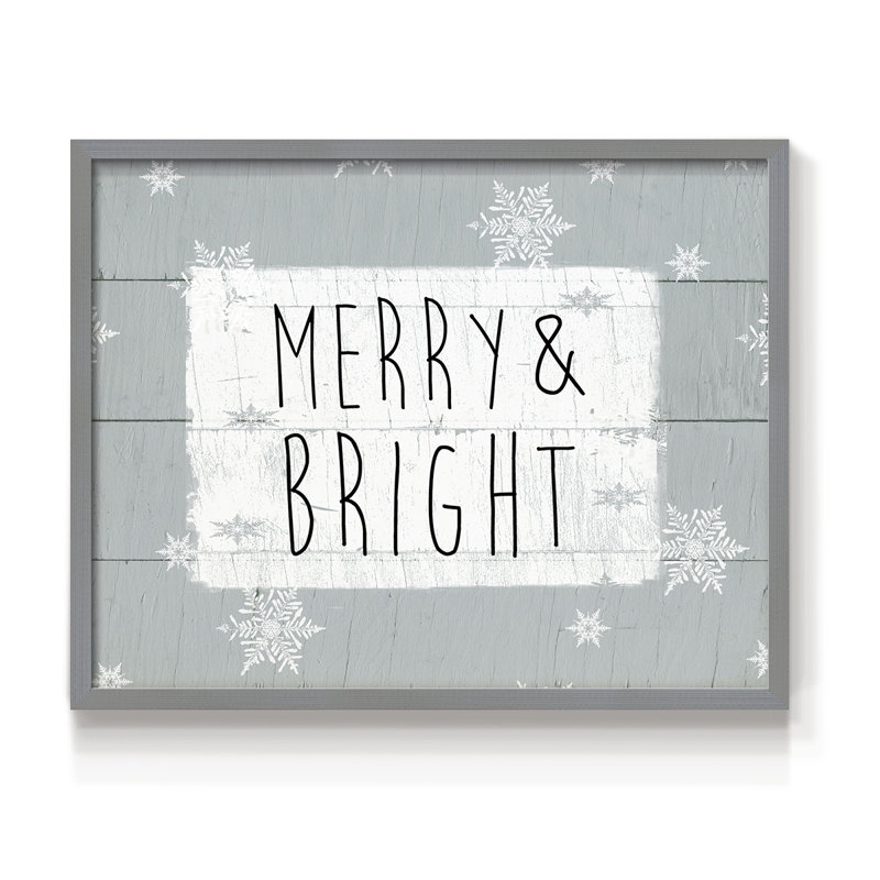 Merry and Bright flocons de neige - impression encadrée - réversible, H 16 po x l 20 po, Gris