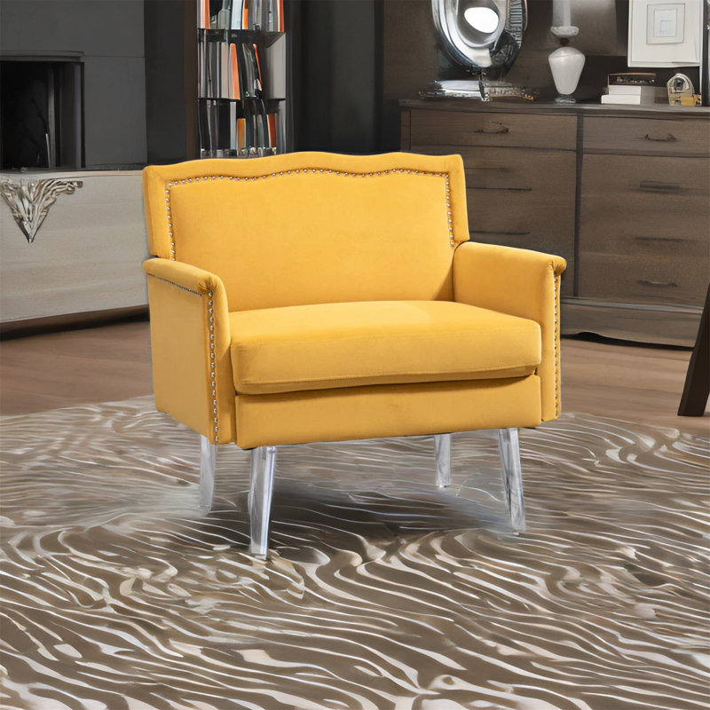 Fauteuil Jeske, Velours jaune