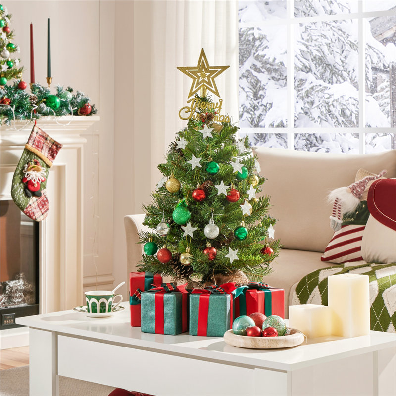 Lighted Artificial Christmas Tree, 2' H