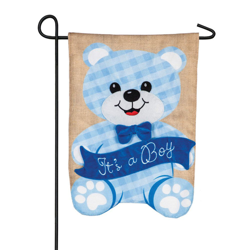 Drapeau de jardin 18 po x 13 po Everlei It's a Boy Teddy Bear