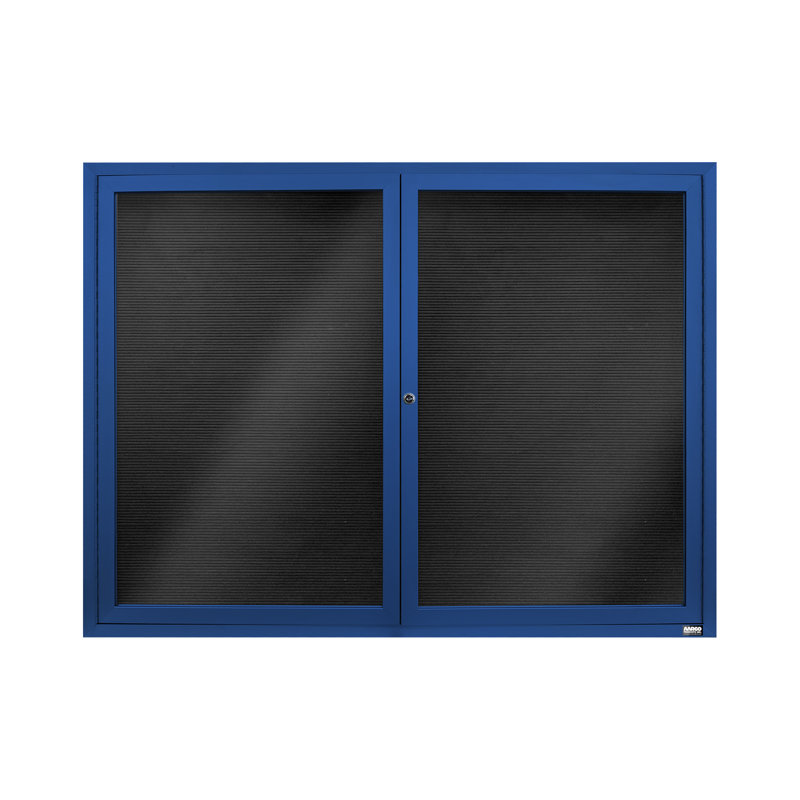 Tableau d'affichage mural fermé pour armoire d'annuaire, Bleu thermolaqué, Deux, H 36 po x l 48 po