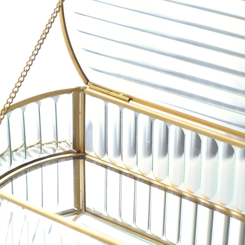 Boîte ovale en verre Reeded, H 2,75 po x l 12 po x P 7,5 po