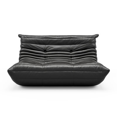 Armless Large Faux Leather 2-Seat Bean Bag Sofa Comfy Lazy Floor Sofa