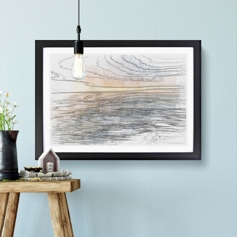 Tranquil Lake Michigan in Abstract - Framed Print, Black, 60cm H x 91cm W x 2cm D