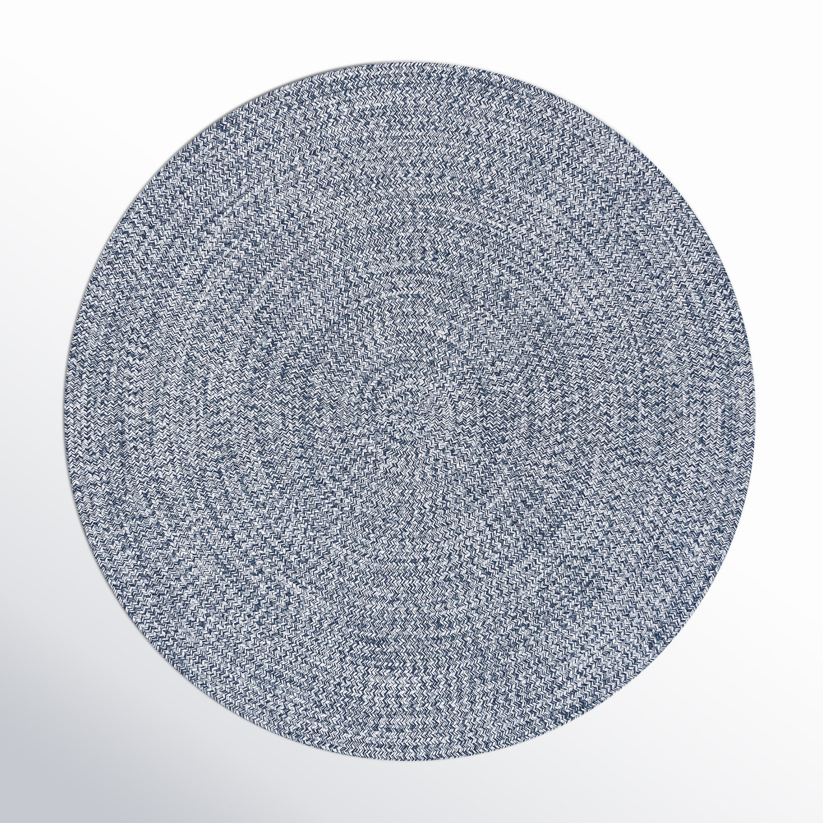 Amei Blue Hand-Braided Outdoor Rug, Round 5'