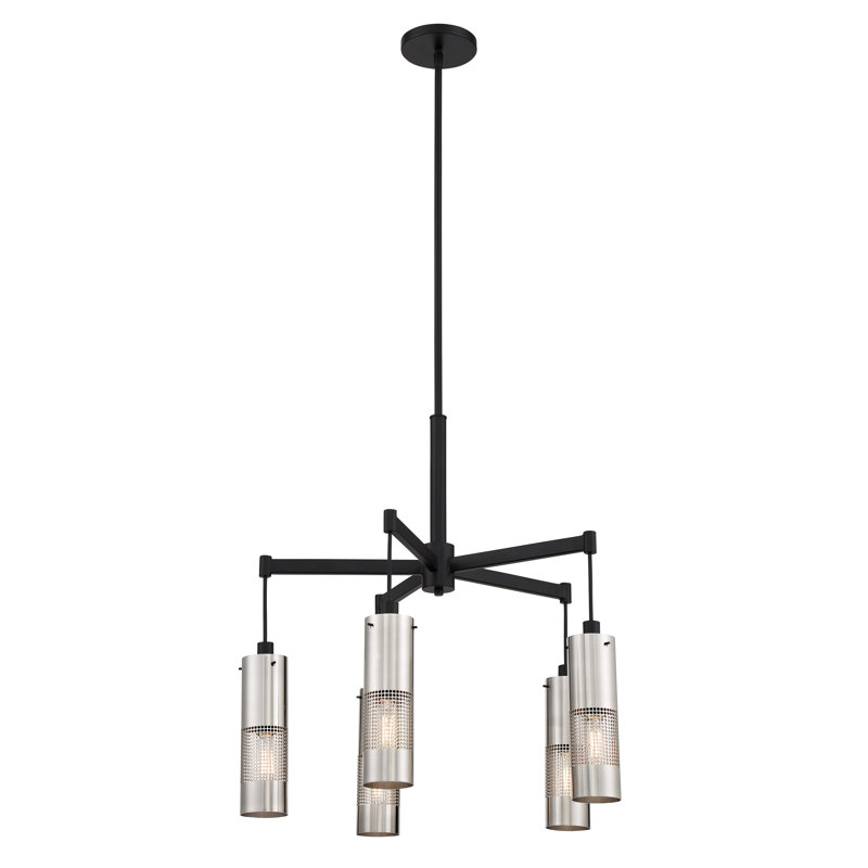 Coal and Brushed Nickel 5-Light Cylinder Chandelier