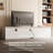 Nyazia 70.86" White TV Stand with Drawers and Sliding Acrylic Glass Door, Modern Entertainment Centre
