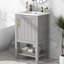 Meuble-lavabo de 20 po avec lavabo, armoire de salle de bain avec porte à fermeture douce, support de rangement et tablette ouverte, gris
