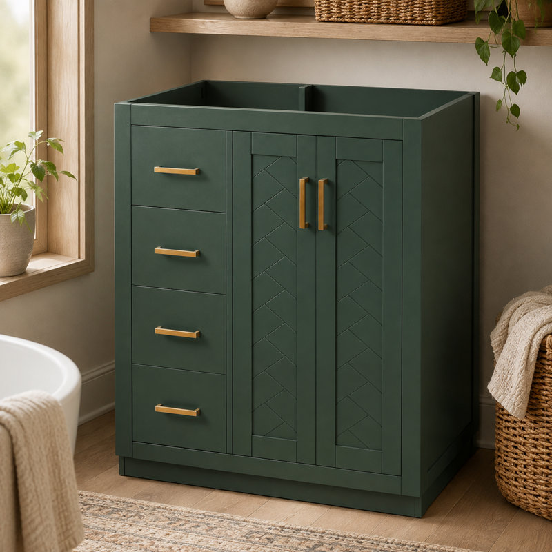 Meuble-lavabo autoportant de 74,8 cm (29,46 po) avec 3 tiroirs et portes à fermeture douce