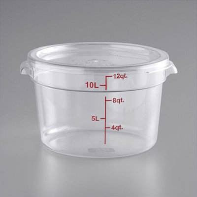 Choix 12 pte Contenant alimentaire rond transparent en polycarbonate avec couvercle - Durable, homologué NSF, sans BPA