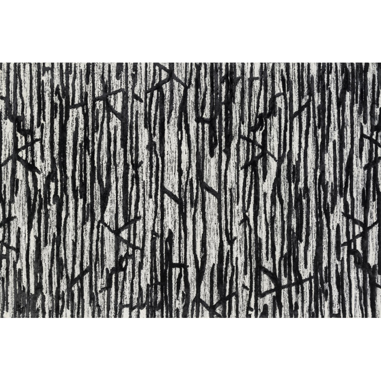 Tapis ivoire / noir touffeté à la main Rusch