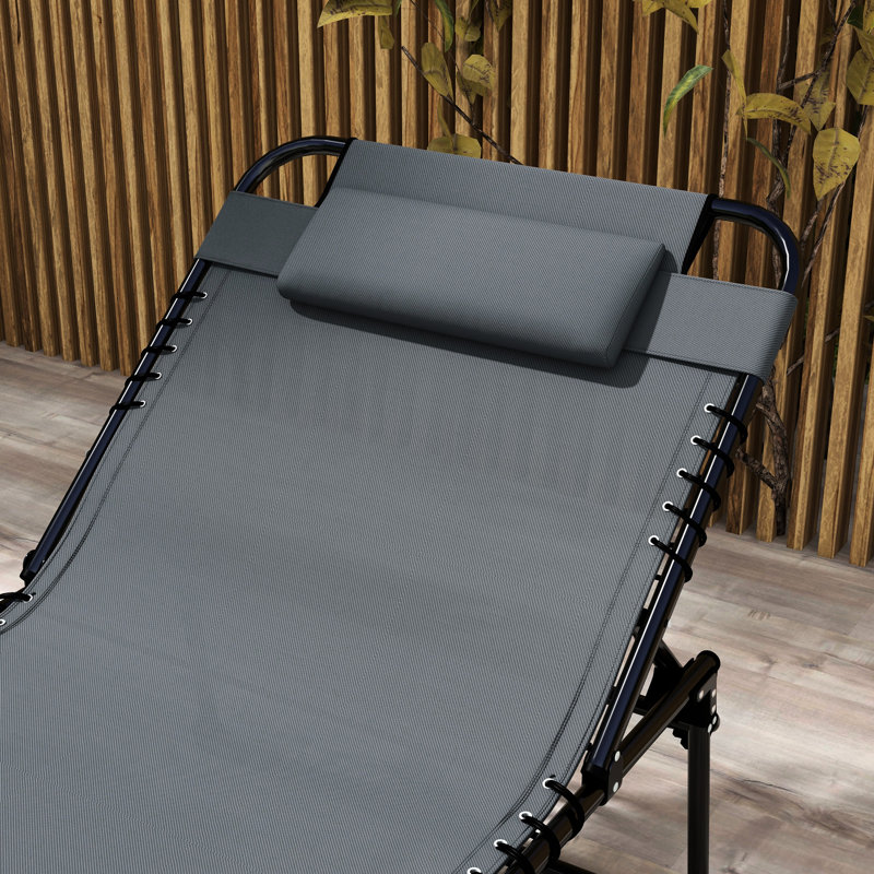 Méridienne grise pour patio, dossier 5, trou de lecture, poche latérale et pliante pour la plage, la cour, poche inclinable à 5 niveaux pour l'extérieur, pliable, brun clair