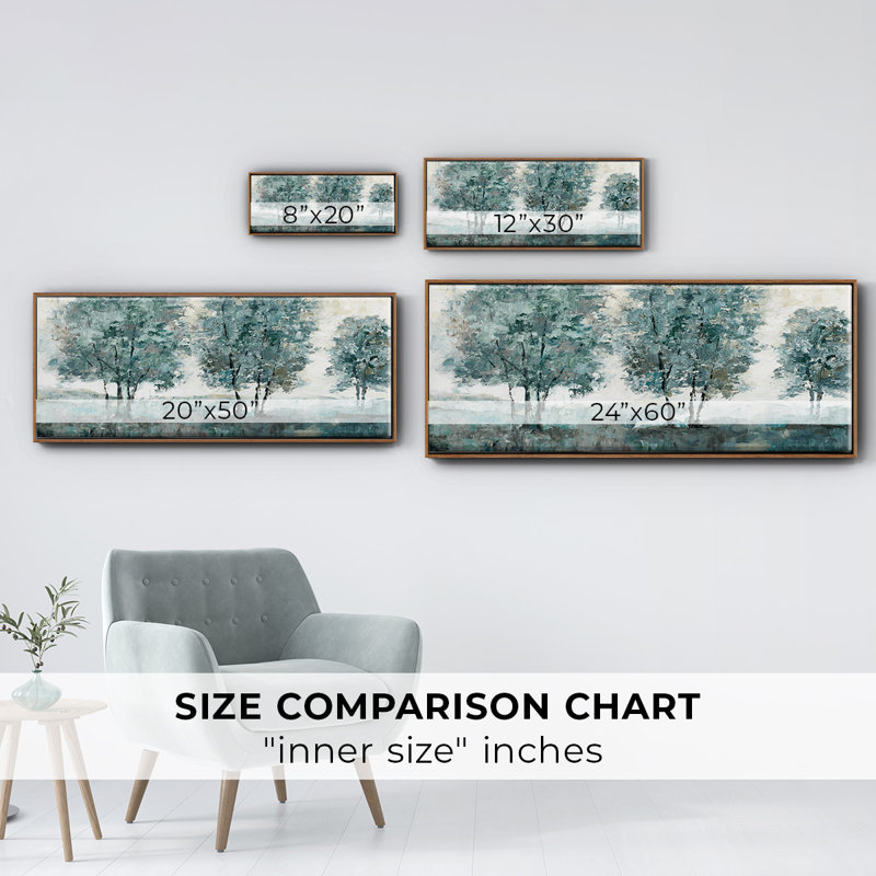 Teal Sentinel- Framed Canvas, 20" H x 50" W