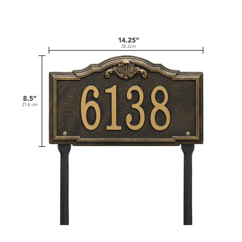 Gatewood Personalized Standard 1-Line Lawn Address Sign, Black/Gold, Yes