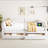 Queen Size Upholstered Platform Bed with USB and 2 Drawers, White