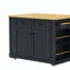 Grand îlot de cuisine de 48 pouces avec 2 tabourets de bar, prise de courant, support de rangement interne pour porte, chariot de rangement de cuisine sur 5 roulettes avec abattant, 5 supports latéraux ouverts, 2 tiroirs, pour la cuisine, la salle à manger, noir-868962360