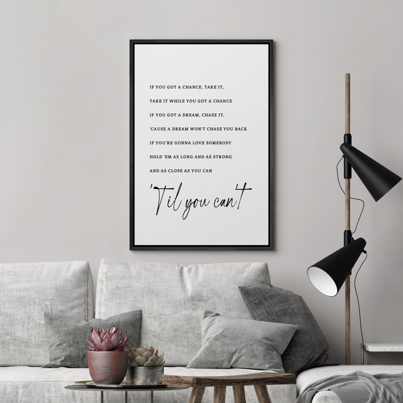 Texte noir et blanc inspirant des mots Chance Dream Love, Noir, H 24 po x l 16 po