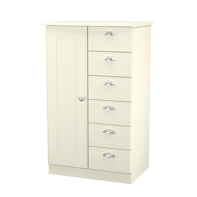 Conners 1 Door 5 Drawer Kids Robe in Grey Matt, Cream Ash