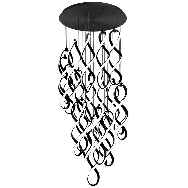Interlace Round Multi-Light 4-CCT Pendant, Black