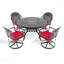 Ensemble de salle à manger 5 pièces en fonte d'aluminium toutes saisons comprenant 4 chaises pivotantes et une table ronde de 48,03 po avec structure noire-1684751061