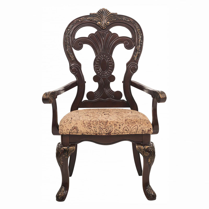 Traditional Formal Armchairs Set Of 2 Cherry Finish