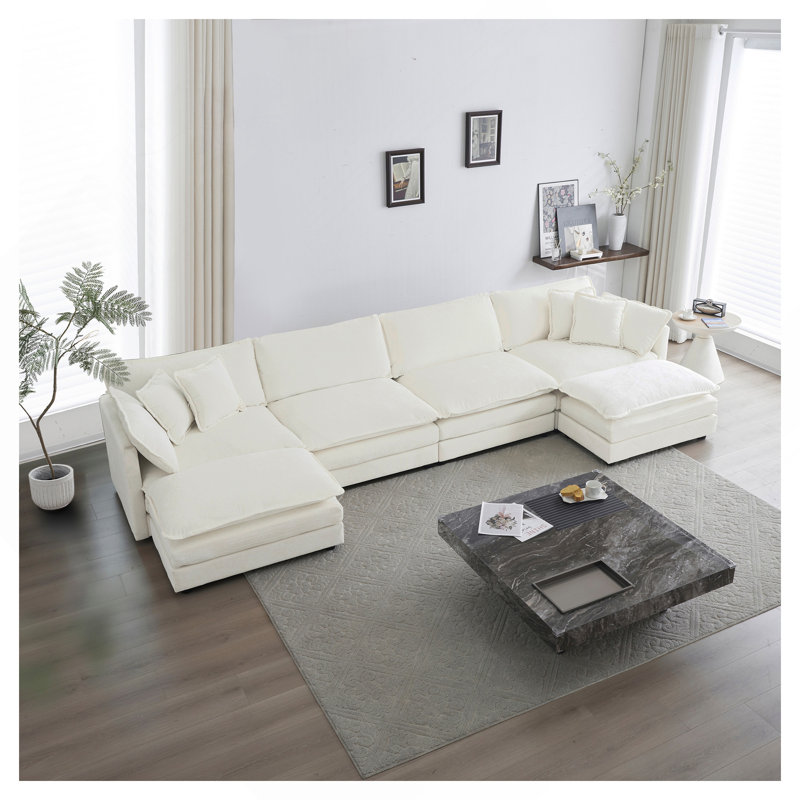Canapé Comfort U, H 33 po x l 146,5 po x P 35 po, Blanc
