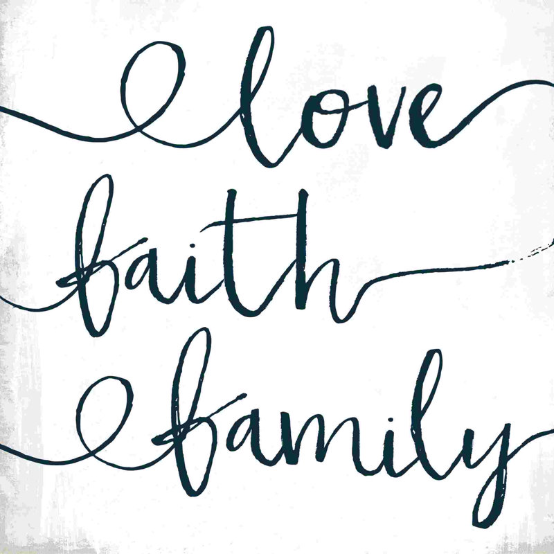 «Love Faith Family», art textuel sur toile tendue, H 36 po x l 36 po