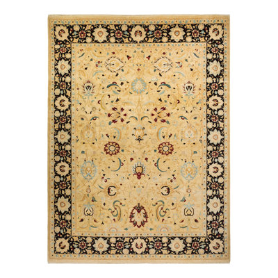 One-of-a-Kind 10'2" X 13'9" 2000s Wool Area Rug in Ivory