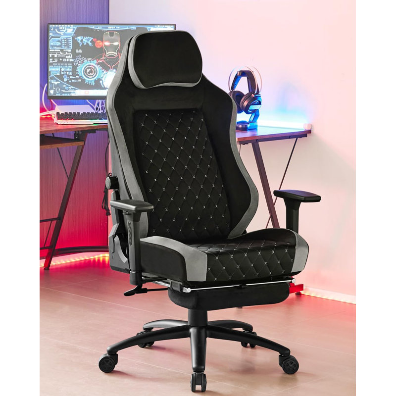 Inbox Zero Adjustable Reclining Ergonomic Swiveling PC & Racing Game Chair, Black/Grey