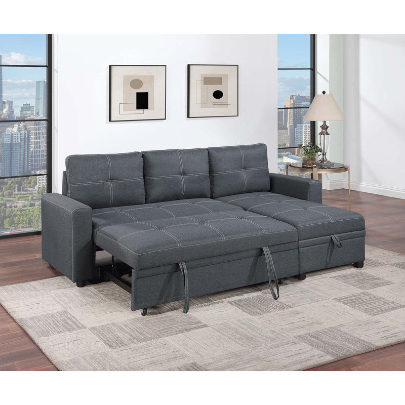 Convertible Sectional, Dark Gray Polyfiber