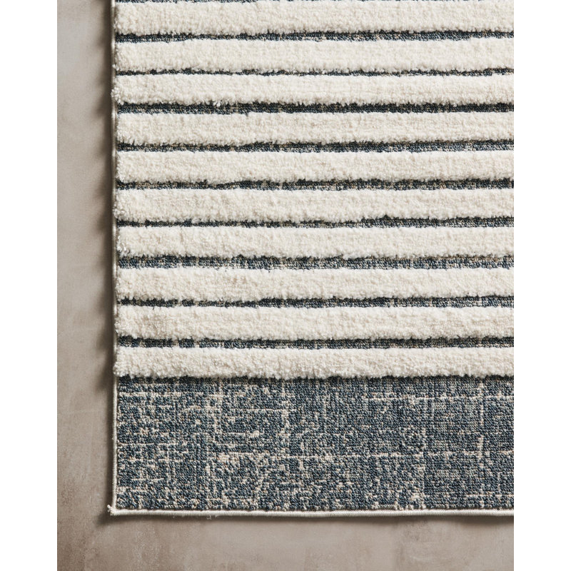 Mischa Power Loom Ivory/Gray Area Rug, Rectangle 3'7" x 5'7"