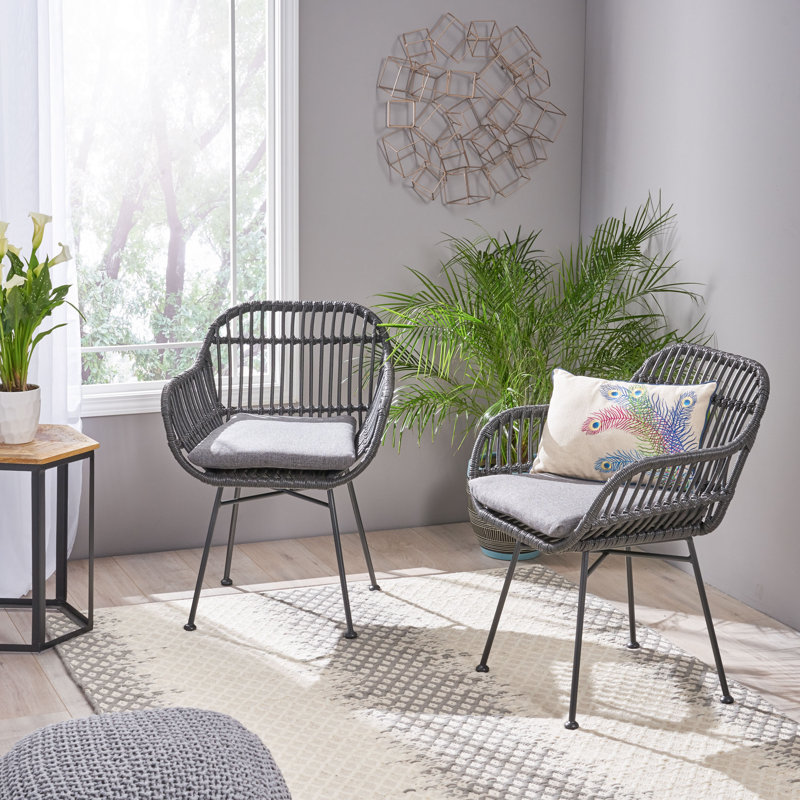 Chaise avec accoudoirs Jaxton, Gris foncé