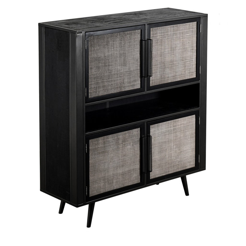 Accent Cabinet,  Black Rattan