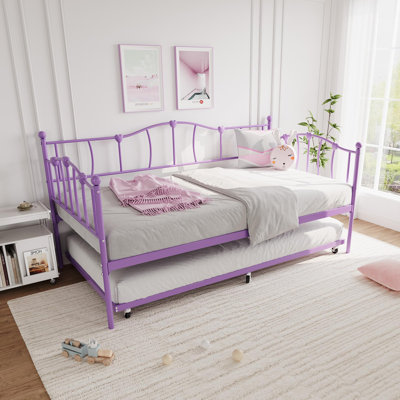 Metal Daybed With Trundle Bed, Twin Size Day Bed With Premium Metal Frame
