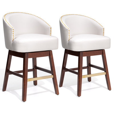 Tabouret de comptoir pivotant en similicuir de 26,4 pi avec pieds en bois massif
