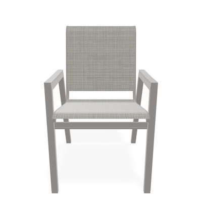 Bazza Sling Aluminum Frame Dining Height Stacking Bistro Chair with Marine Grade Polymer Arm Accent