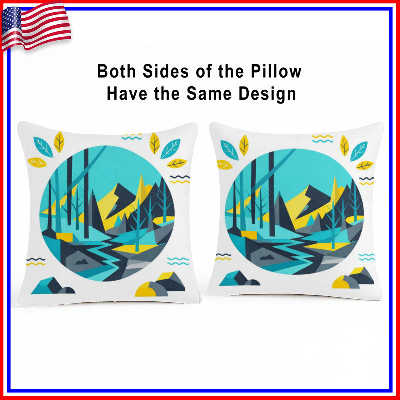 Coussins décoratifs géométriques, 14 X 14 pouces, Turquoise vif et jaune vif
