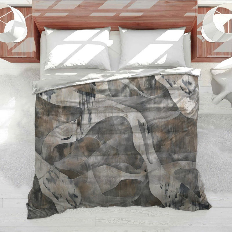 Floral Waves Abstract Bedding, Queen Duvet Cover