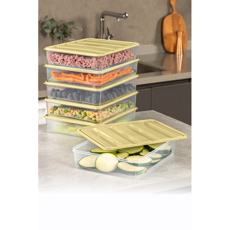 Durable Plastic Storage Box Set (6 Pieces), Yellow, 9.1 x 11.6 x 2.6 inches | 100% Dishwasher Safe, 118.3 fl oz Capacity Each | Ideal for Organizing Home, Office & Kitchen, Stylish & Functional Design