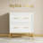 2-Drawer Office File Cabinet with Gold Accents, Sleek White & Gold Lateral Filing Cabinet for Home Office, Legal/Letter/A4 File Storage with Anti-Tip Design-1549511427