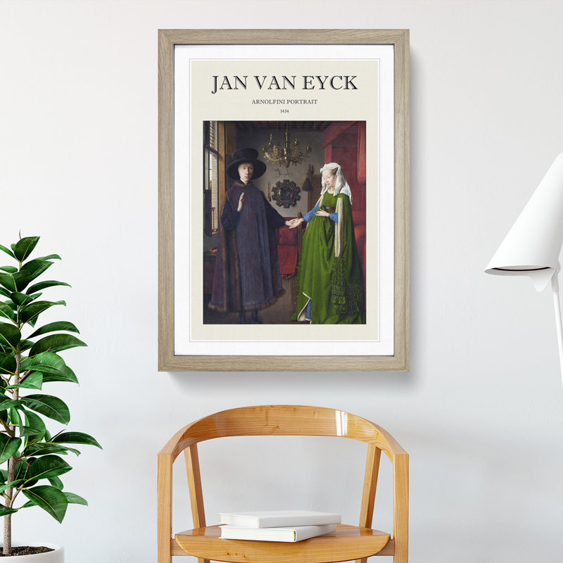Arnolfini Portrait by Jan van Eyck - Framed Print, 65cm H x 48cm W x 2cm D, Oak Framed