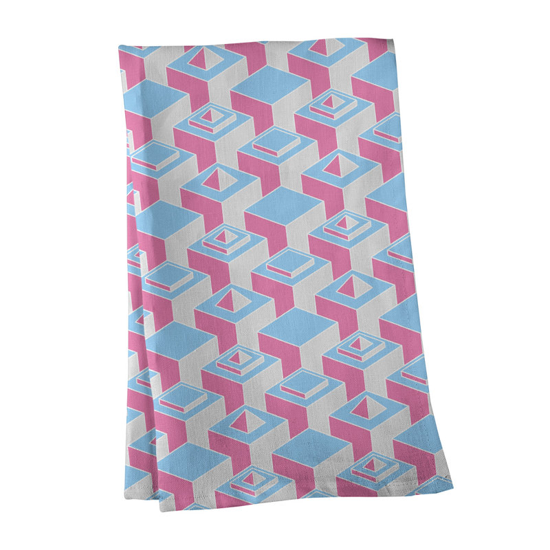 Patricia Geoffrey Tea Towel Kitchen Towel, Pink/Aqua, Cotton Twill