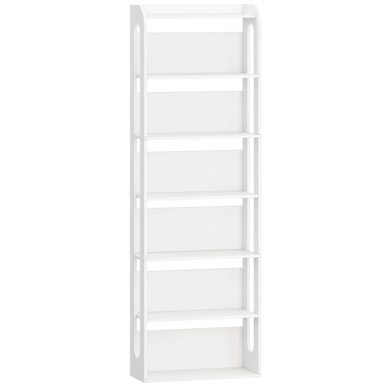 Bookcase, 6-Tier/7-Tier Bookshelf, Storage Shelving Unit, White Wooden Standing Shelf with Open Compartments, for Living Room, Home Office, Dinning Room, 24 × 60 × 181.4 cm, White 
