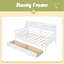Lit de jour simple, support en lattes de bois, avec tablettes de chevet et deux tiroirs-767333588-767333587